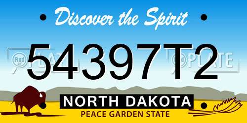 54397T2 North Dakota License Plate