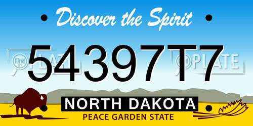 54397T7 North Dakota License Plate