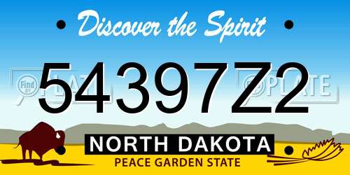 54397Z2 North Dakota License Plate