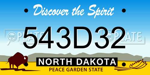 543D32 North Dakota License Plate
