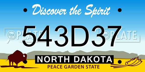 543D37 North Dakota License Plate