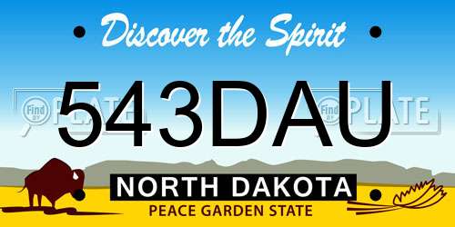 543DAU North Dakota License Plate