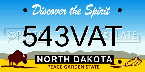 543VAT North Dakota License Plate