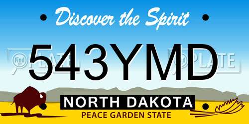 543YMD North Dakota License Plate