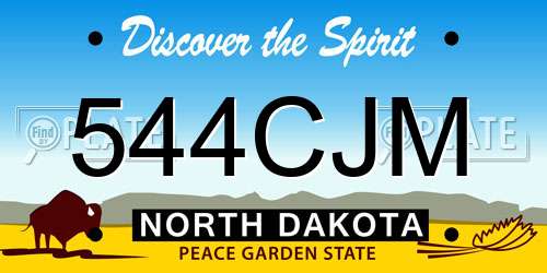 544CJM North Dakota License Plate