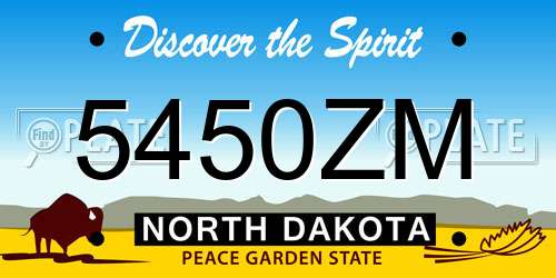 5450ZM North Dakota License Plate