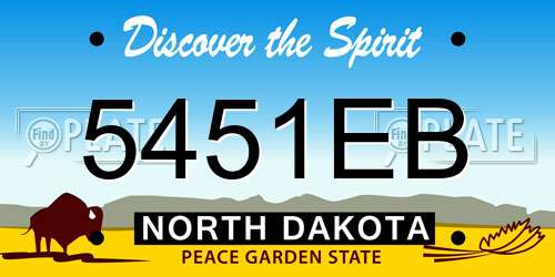 5451EB North Dakota License Plate