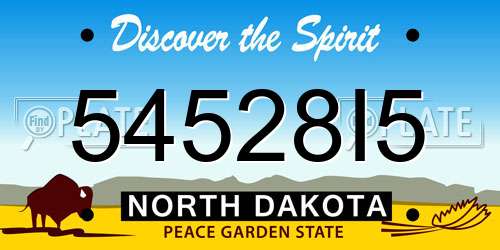 54528I5 North Dakota License Plate