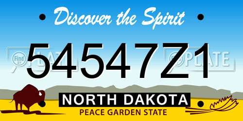 54547Z1 North Dakota License Plate