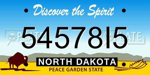 54578I5 North Dakota License Plate