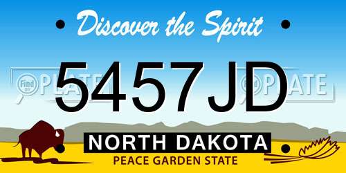 5457JD North Dakota License Plate