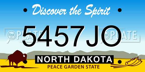 5457JO North Dakota License Plate