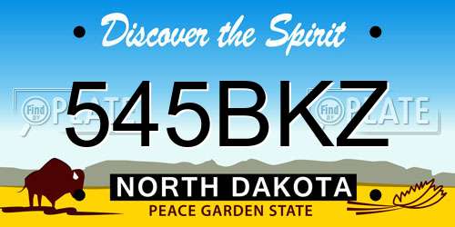 545BKZ North Dakota License Plate