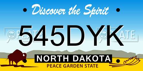 545DYK North Dakota License Plate