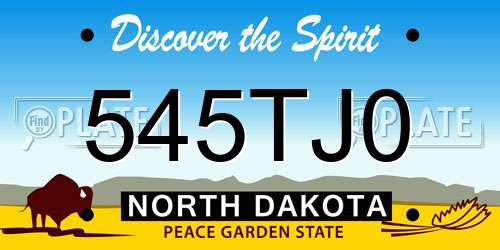 545TJ0 North Dakota License Plate
