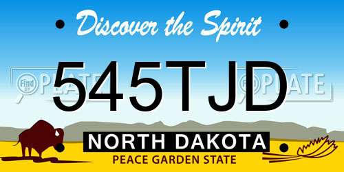 545TJD North Dakota License Plate