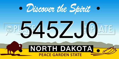 545ZJ0 North Dakota License Plate