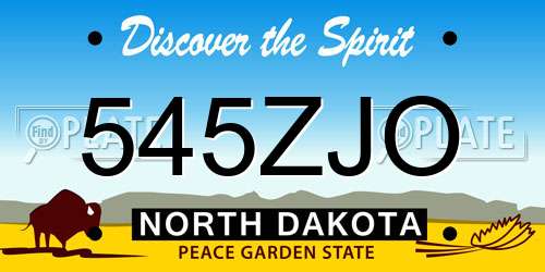 545ZJO North Dakota License Plate