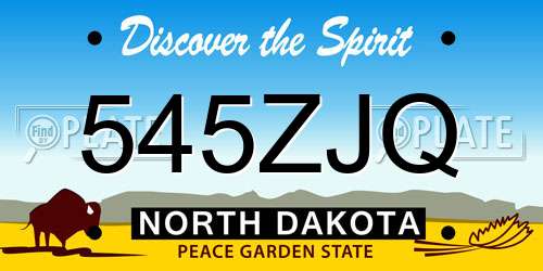 545ZJQ North Dakota License Plate
