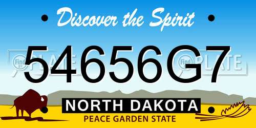 54656G7 North Dakota License Plate
