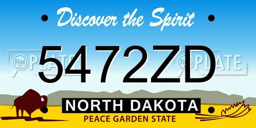 5472ZD North Dakota License Plate
