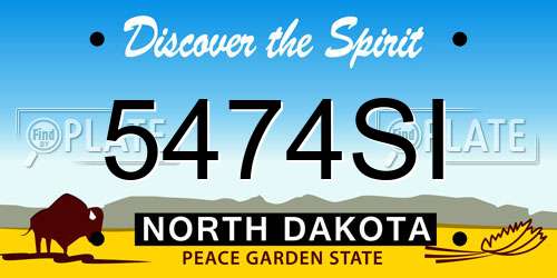 5474SI North Dakota License Plate