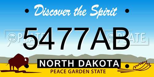 5477AB North Dakota License Plate