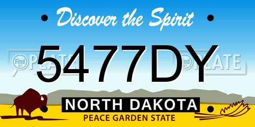 5477DY North Dakota License Plate