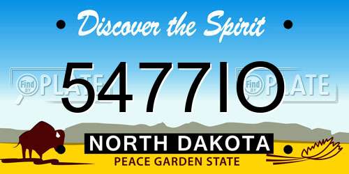 5477IO North Dakota License Plate