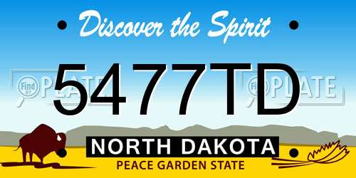 5477TD North Dakota License Plate