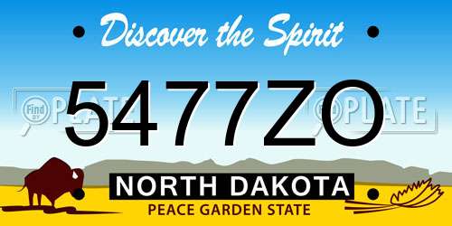 5477ZO North Dakota License Plate