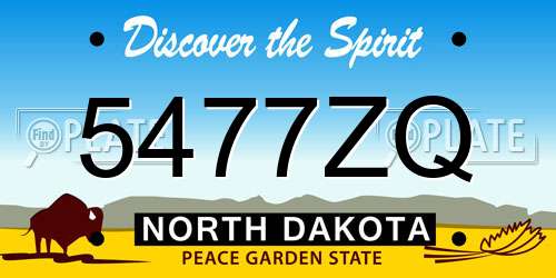 5477ZQ North Dakota License Plate
