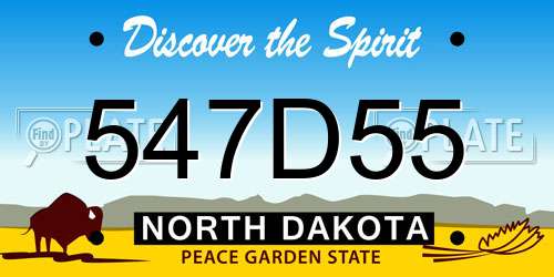547D55 North Dakota License Plate