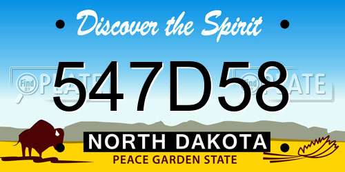 547D58 North Dakota License Plate