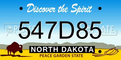 547D85 North Dakota License Plate