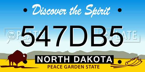 547DB5 North Dakota License Plate