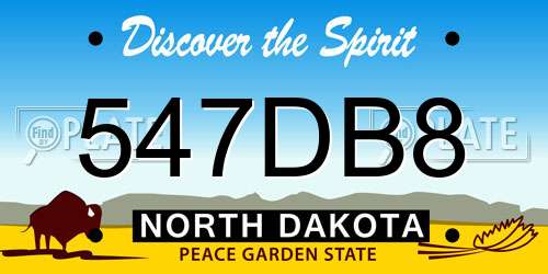 547DB8 North Dakota License Plate