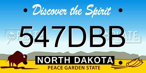 547DBB North Dakota License Plate