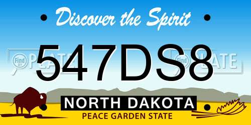 547DS8 North Dakota License Plate