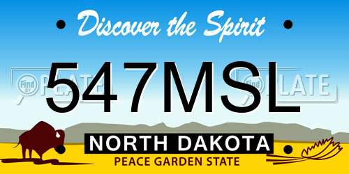 547MSL North Dakota License Plate