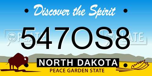 547OS8 North Dakota License Plate