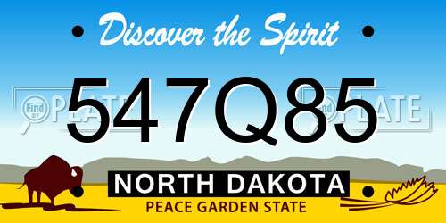 547Q85 North Dakota License Plate