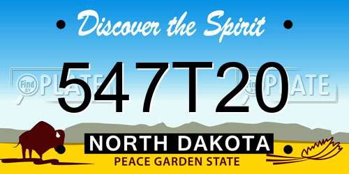547T20 North Dakota License Plate