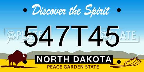 547T45 North Dakota License Plate