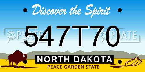 547T70 North Dakota License Plate