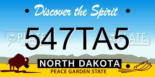 547TA5 North Dakota License Plate