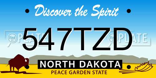 547TZD North Dakota License Plate
