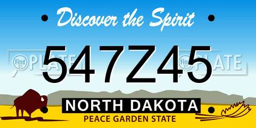 547Z45 North Dakota License Plate
