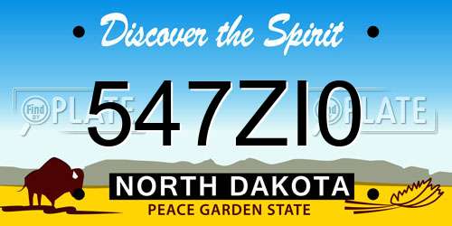 547ZI0 North Dakota License Plate