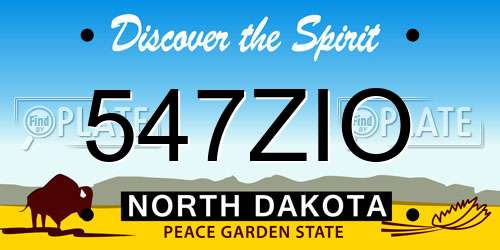 547ZIO North Dakota License Plate